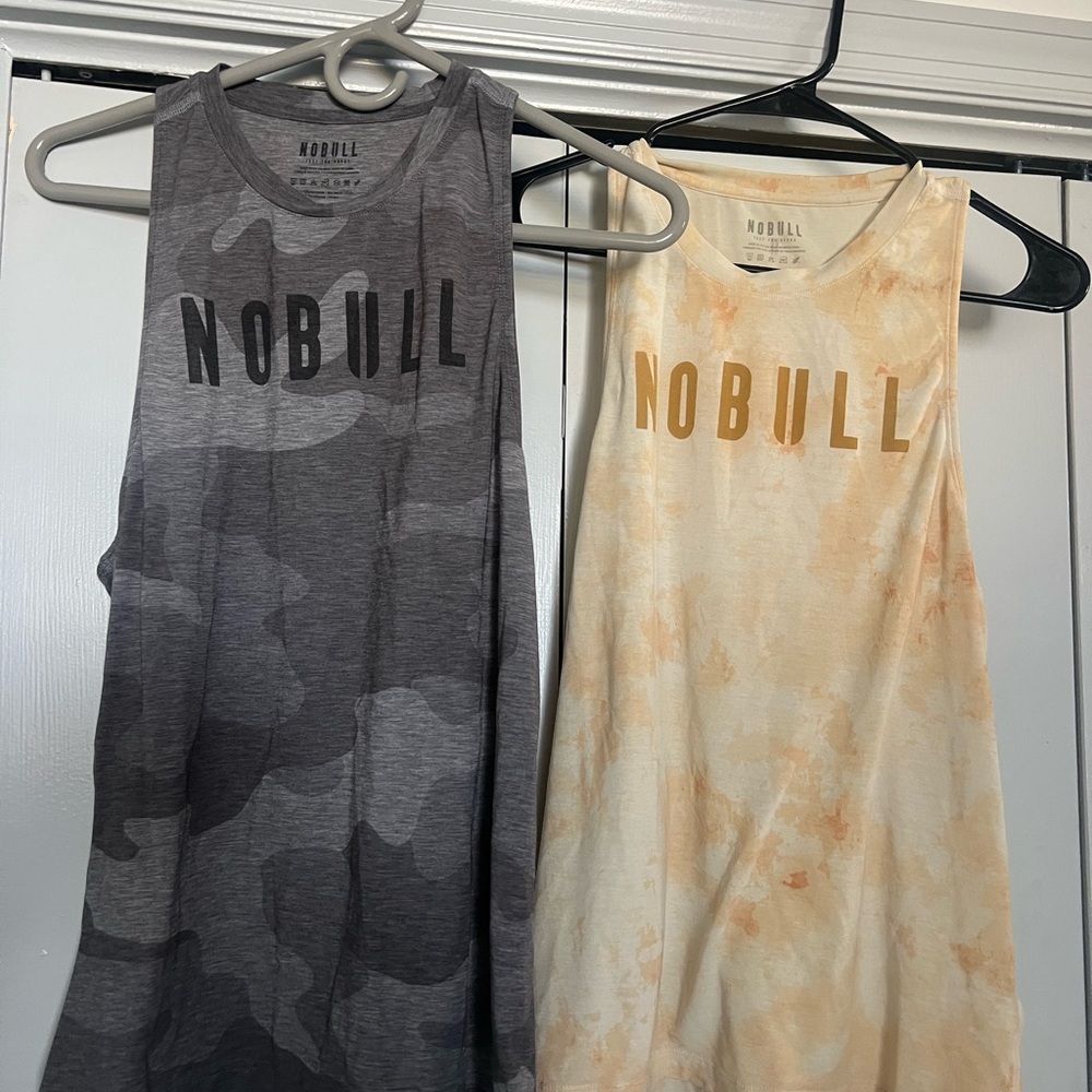 NOBULL Camo Gray and Tie-Dye Cream Tank Tops